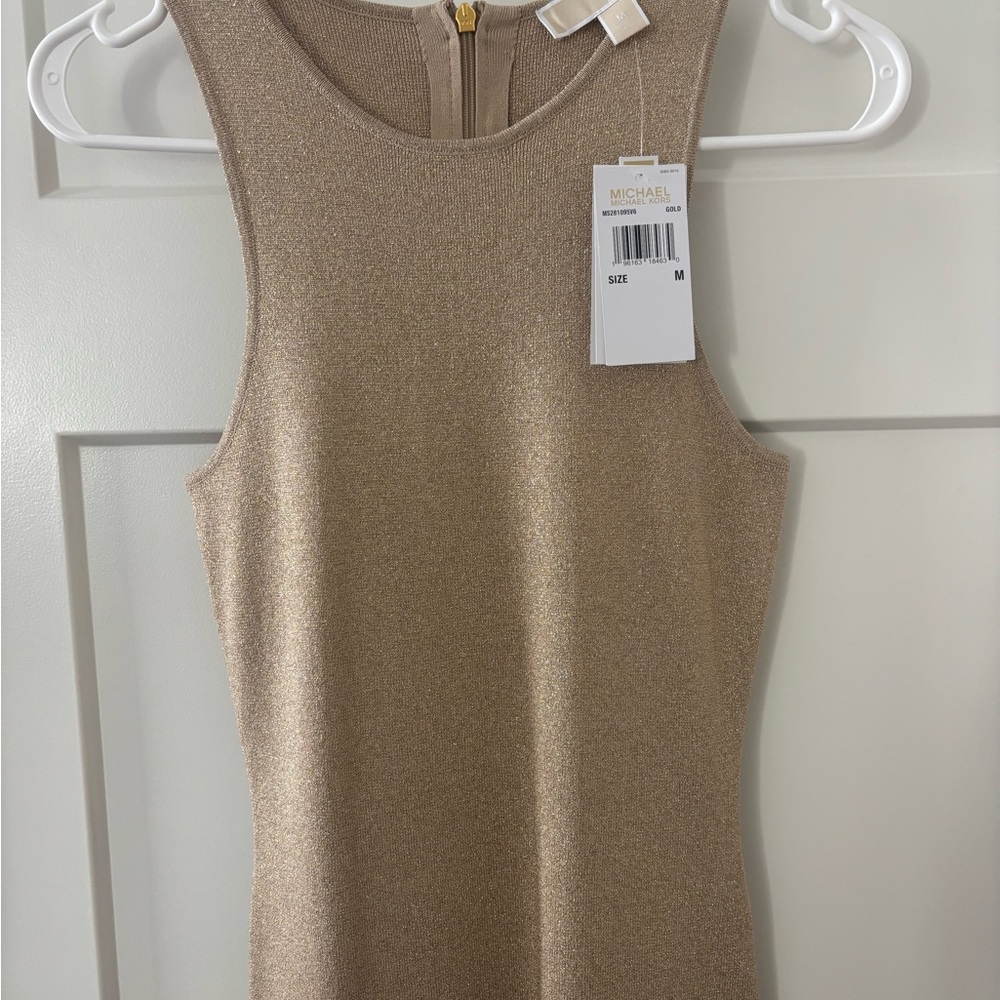 Michael Kors Metallic Gold Knit Dress